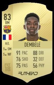 Dembele's FIFA 18 FUT card
